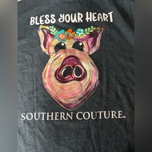 Southern Couture Women's Charcoal Long Sleeve Tee: BLESS YOUR HEART